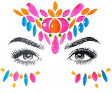 Load image into Gallery viewer, Neon Pink, Orange & Blue Rhinestone Face Jewels – UV Black Light Festival Gems