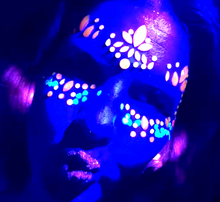 Load image into Gallery viewer, Neon Pink, Orange & Blue Rhinestone Face Jewels – UV Black Light Festival Gems