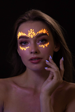 Load image into Gallery viewer, Neon Pink, Orange & Blue Rhinestone Face Jewels – UV Black Light Festival Gems