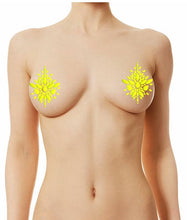 Load image into Gallery viewer, Reusable Green/Yellow Neon GLOW In Black Light Rhinestone Pasties