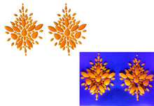 Load image into Gallery viewer, Reusable Orange Neon GLOW In Black Light Rhinestone Pasties