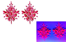 Load image into Gallery viewer, Reusable Hot Pink Neon GLOW In Black Light Rhinestone Pasties