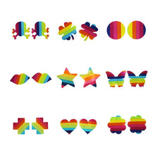 Load image into Gallery viewer, 2 Pairs Rainbow Heart Sexy Pasties Nipple Covers Breasts Self Adhesive - Body Stickers, Lifestyle, Rave, Rally, Costume, Lingerie