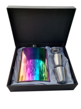 Load image into Gallery viewer, 8 oz Rainbow Stainless Steel Flask Gift Box Set Funnel & Shot Glasses Metal