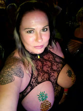 Load image into Gallery viewer, Reusable Upside Down Pineapple Rhinestone Pasties w/ Body Glue for Reapplication