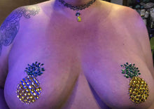 Load image into Gallery viewer, Pineapple #1  Sexy Rhinestone Pasties Nipple Covers Self Adhesive Reusable