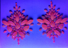 Load image into Gallery viewer, Reusable Hot Pink Neon GLOW In Black Light Rhinestone Pasties w/ Body Glue for Reapplication