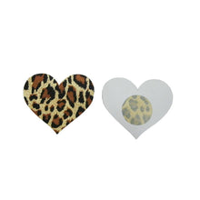Load image into Gallery viewer, 2 Pairs Leopard Heart Sexy Pasties Nipple Covers Breasts Self Adhesive - Body Stickers, Lifestyle, Rave, Rally, Costume, Lingerie
