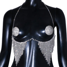 Load image into Gallery viewer, INS Rhinestone Long Tassel Chest Bracket Bra Chain Sexy Lingerie Cover Breast Pasties Nipple Stickers Set Body Jewelry for Women