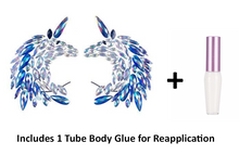 Load image into Gallery viewer, Reusable Unicorn Rhinestone Pasties w/ Body Glue for Reapplication