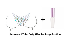 Load image into Gallery viewer, Reusable Chest & Neck Rhinestone Body Stickers w/ Body Glue for Reapplication