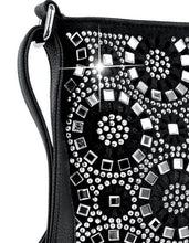 Load image into Gallery viewer, Sass Chick Circle Rhinestone Bling Crossbody Sling Bag Black