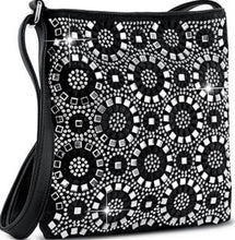 Load image into Gallery viewer, Sass Chick Circle Rhinestone Bling Crossbody Sling Bag Black