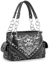 Load image into Gallery viewer, Sass Chick Rhinestone Skull and Crossbones Shoulder Bag Concealed Carry