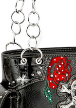 Load image into Gallery viewer, Sass Chick Rhinestone Skull w/ Red Roses Shoulder Handbag Concealed Carry