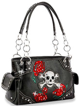 Load image into Gallery viewer, Sass Chick Rhinestone Skull w/ Red Roses Shoulder Handbag Concealed Carry