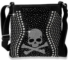 Load image into Gallery viewer, Sass Chick Rhinestone Skull Crossbody Sling Bag