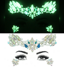 Load image into Gallery viewer, Reusable GLOW In Dark Pasties and Face Stickers w/ Body Glue for Reapplication