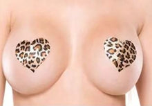 Load image into Gallery viewer, 2 Pairs Leopard Heart Sexy Pasties Nipple Covers Breasts Self Adhesive - Body Stickers, Lifestyle, Rave, Rally, Costume, Lingerie