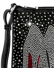 Load image into Gallery viewer, Sass Chick High Heels Rhinestone Bling Crossbody Sling Bag Black