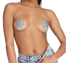 Load image into Gallery viewer, Reusable Glow in the Dark Rhinestone Pasties w/ Body Glue for Reapplication