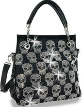 Load image into Gallery viewer, Sass Chick Rhinestone Skull Hobo Crossbody Sling Bag