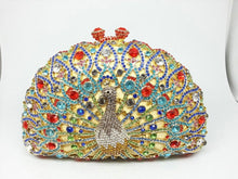 Load image into Gallery viewer, Rhinestone Peacock Cocktail Evening Clutch (Several Colors)