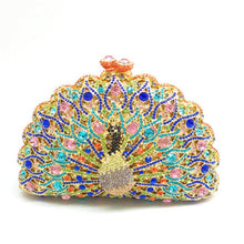 Load image into Gallery viewer, Rhinestone Peacock Cocktail Evening Clutch (Several Colors)
