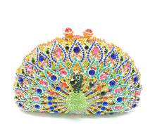 Load image into Gallery viewer, Rhinestone Peacock Cocktail Evening Clutch (Several Colors)