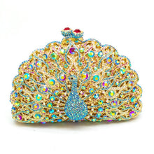 Load image into Gallery viewer, Rhinestone Peacock Cocktail Evening Clutch (Several Colors)