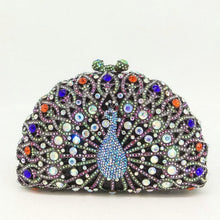 Load image into Gallery viewer, Rhinestone Peacock Cocktail Evening Clutch (Several Colors)
