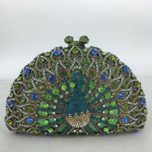 Load image into Gallery viewer, Rhinestone Peacock Cocktail Evening Clutch (Several Colors)