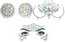 Load image into Gallery viewer, Set of (3) Reusable Sexy Rhinestone Body Stickers Pasties