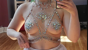 Two Piece Set Chest and Pasties Reusable Rhinestone Body Stickers & Pasties