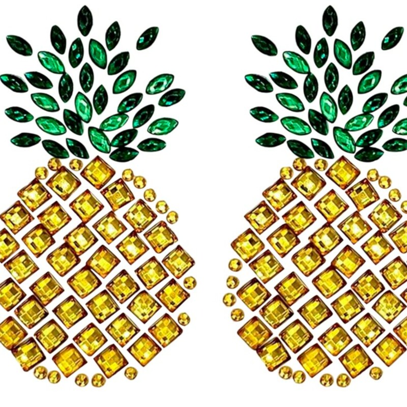 Pineapple Sexy Rhinestone Pasties Nipple Covers Self Adhesive Reusable