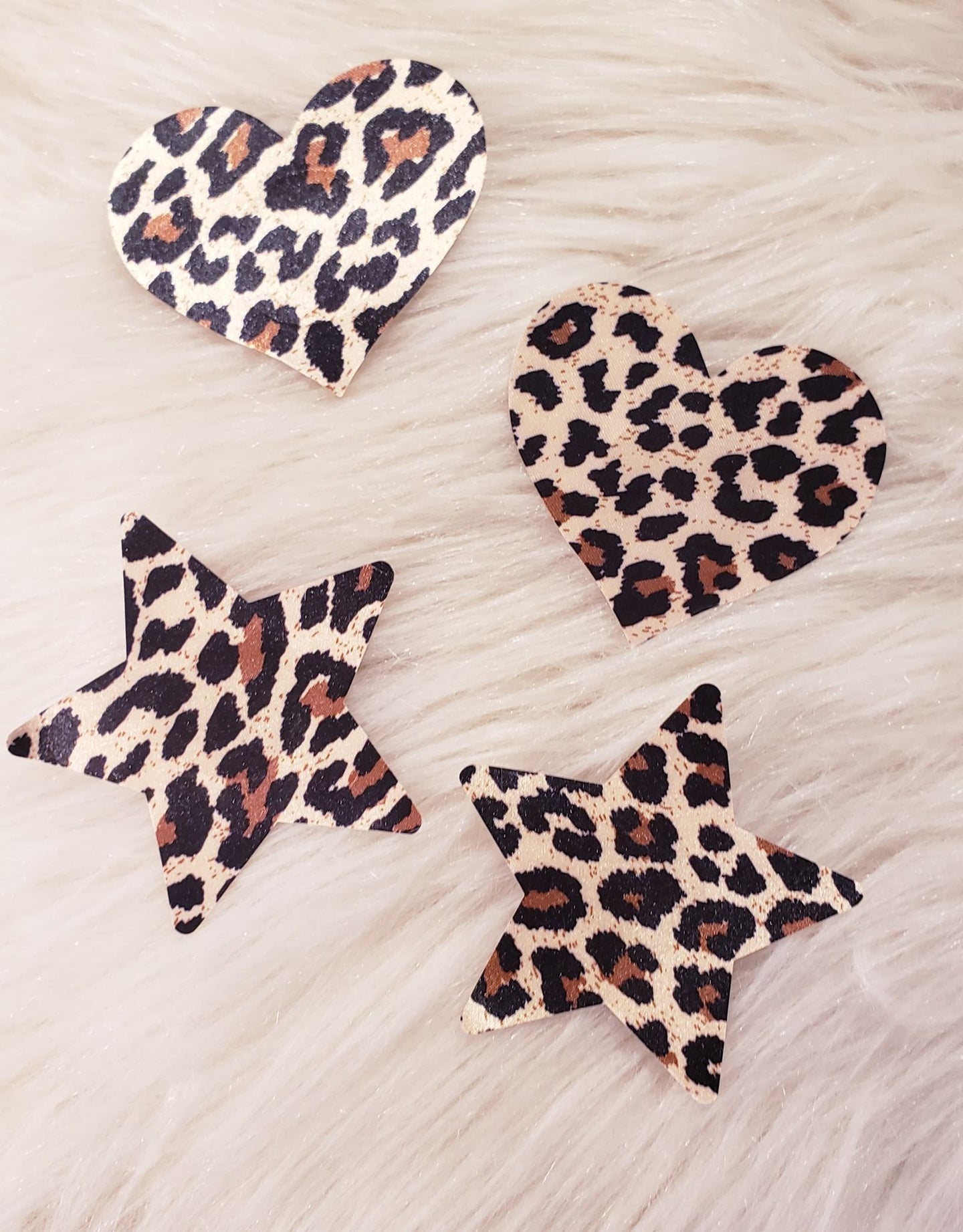 2 Pairs Heart Star Leopard Pasties - Nipple Covers, Stickers, Lifestyle, Rally, Rave, Costume, Lingerie