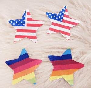 2 Pairs Star Pasties - USA Flag, Rainbow, Pride, Nipple Covers, Stickers, Lifestyle, Rally, Rave, Costume, Lingerie