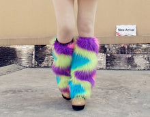 Load image into Gallery viewer, Sexy Multicolored Faux Fur Leg/Boot Warmer  - Festival, Clubs, Raves, Cosplay, Costumes
