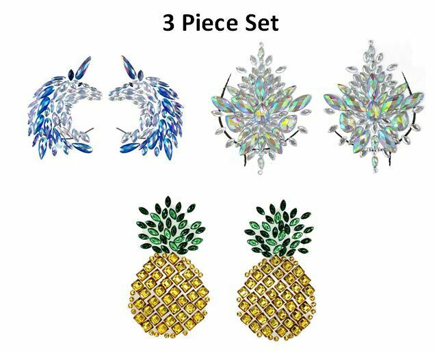 Set of (3) Reusable Rhinestone Pasties