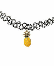 Load image into Gallery viewer, Pineapple Black Choker &amp; Earrings Rhinestone Necklace Lifestyle Swinger Jewelry
