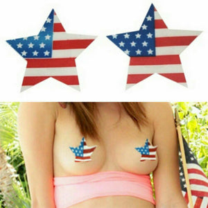 2 Pairs USA American Flags Star 4th July Pasties Body Art Sticker Lifestyle