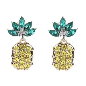 Pineapple Earrings Yellow Rhinestone Lifestyle Crystal Bling Swinger Jewelry Gem