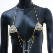 Load image into Gallery viewer, Sexy Nipple Cover Rhinestone Triangle Bra Chain Necklace Women Large Nipple Stick Covera Body Strass Jewelry 2022 trend
