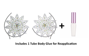 Reusable Rhinestone Pasties w/ Body Glue for Reapplication