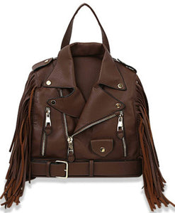 Sass Chick Sexy Biker Chick Leather Motorcycle Jacket Backpack - 7 Colors