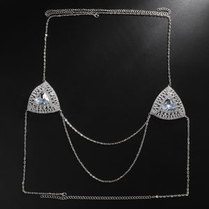 Sexy Nipple Cover Rhinestone Triangle Bra Chain Necklace Women Large Nipple Stick Covera Body Strass Jewelry 2022 trend