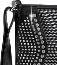 Load image into Gallery viewer, Sass Chick Wave Rhinestone Bling Crossbody Sling Bag Black
