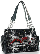 Load image into Gallery viewer, Sass Chick Sexy Biker Chick Motorcycle Rhinestone Handbag Concealed Carry
