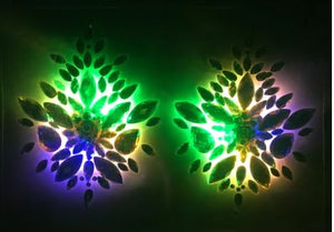 Reusable LED Light Up Rhinestone Pasties w/ Body Glue for Reapplication