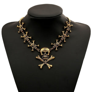 LZHLQ 2020 Fashion Rock Punk Skull Necklaces &amp; Pendants Statement Collares Necklace Vintage Pirate Skeleton Women Jewelry